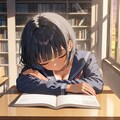 図書館で居眠りの日焼け跡娘ちゃん 3枚目