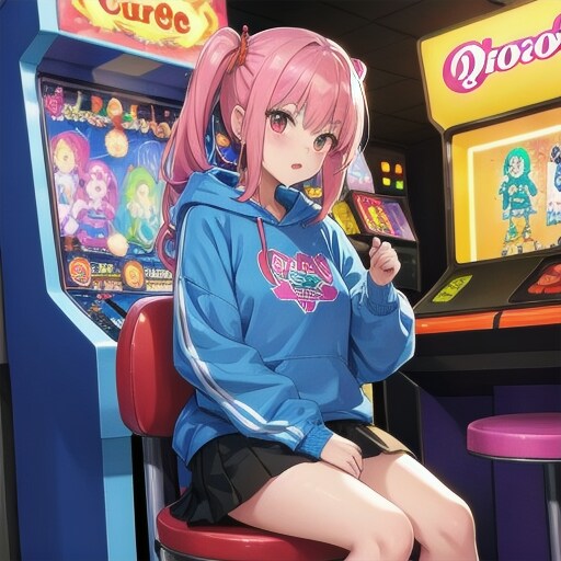 ゲーム待ちをするガール：きょうのアーケードガール