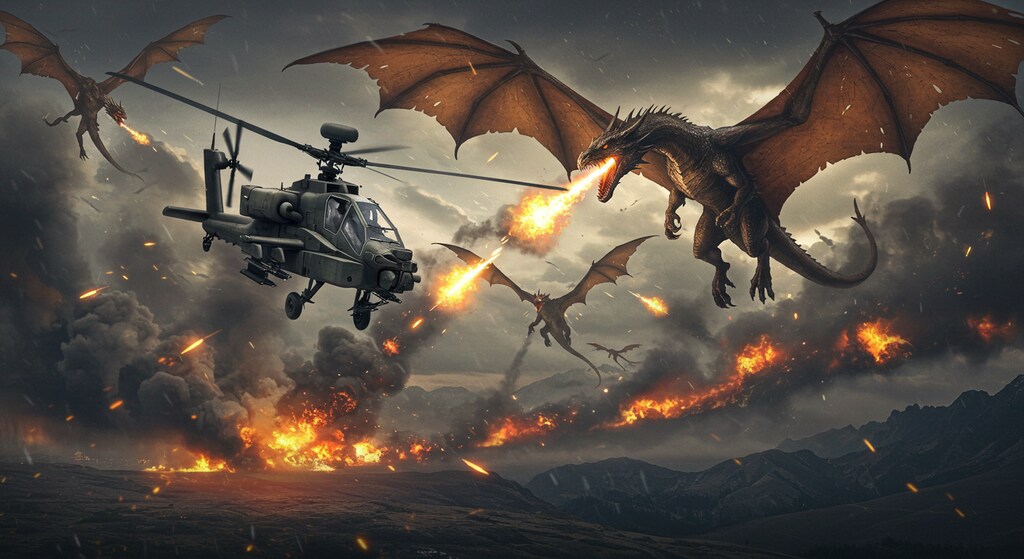 攻撃ヘリ vs ドラゴン