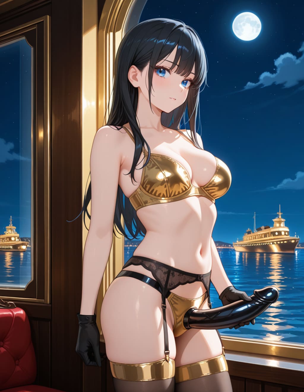 金色下着の葵さん(夜の玩具付き)