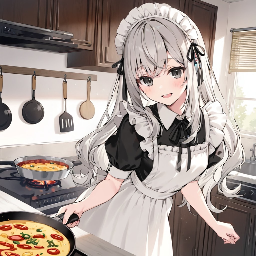 桃ちゃんがメイドになってお料理だ　弾 | の人気AIイラスト・グラビア