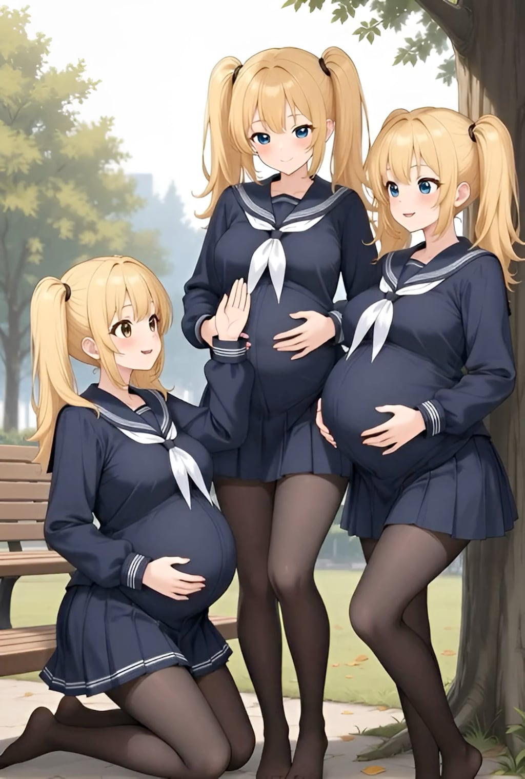 金髪JC三つ子同人孕ませ後‎(　˙ ؂ ˙　)