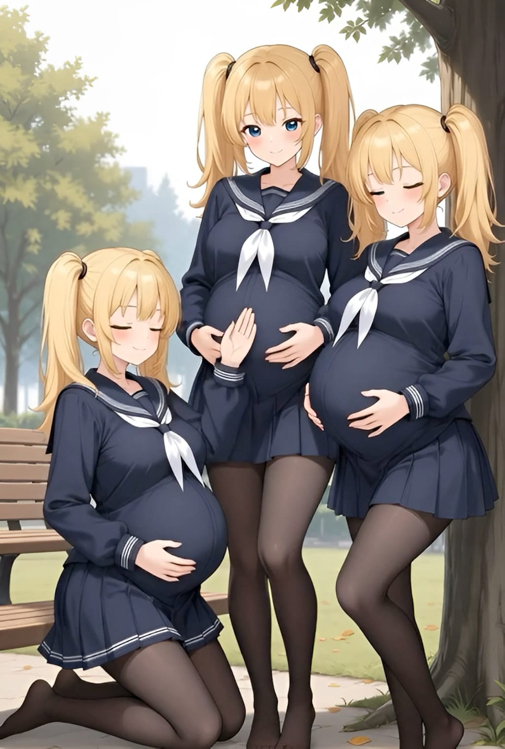 金髪JC三つ子同人孕ませ後‎(　˙ ؂ ˙　)