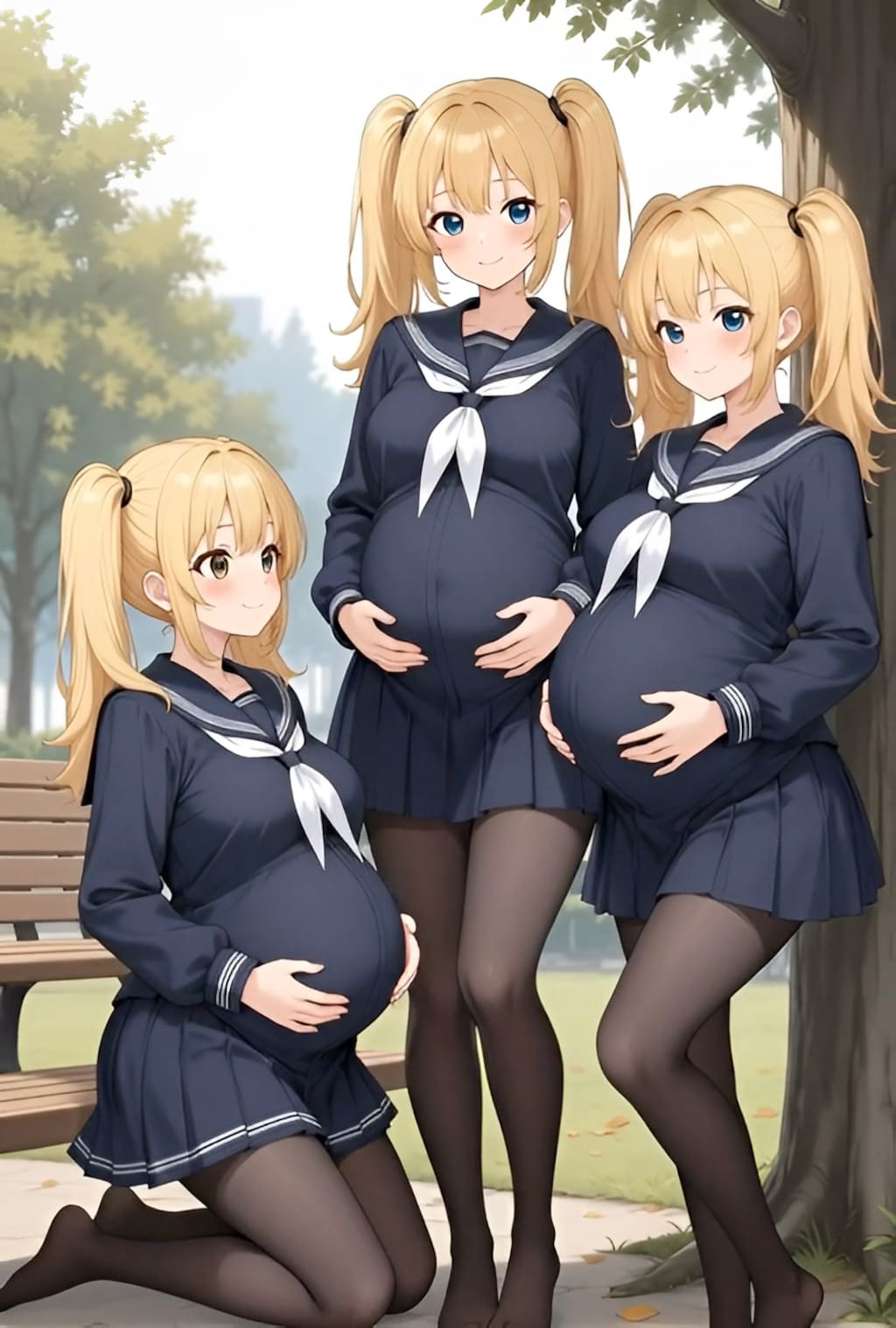 金髪JC三つ子同人孕ませ後‎(　˙ ؂ ˙　)