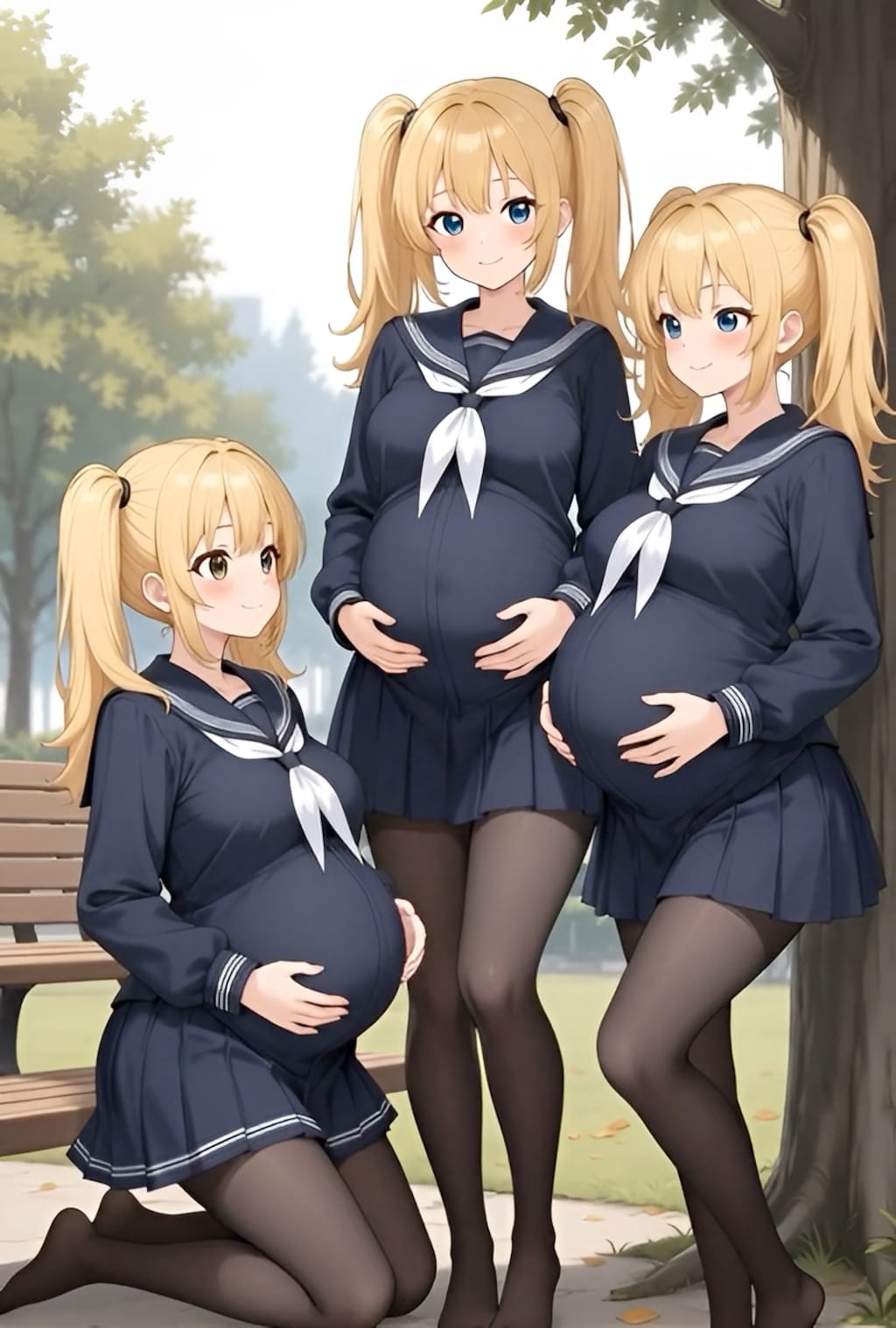 金髪JC三つ子同人孕ませ後‎(　˙ ؂ ˙　)