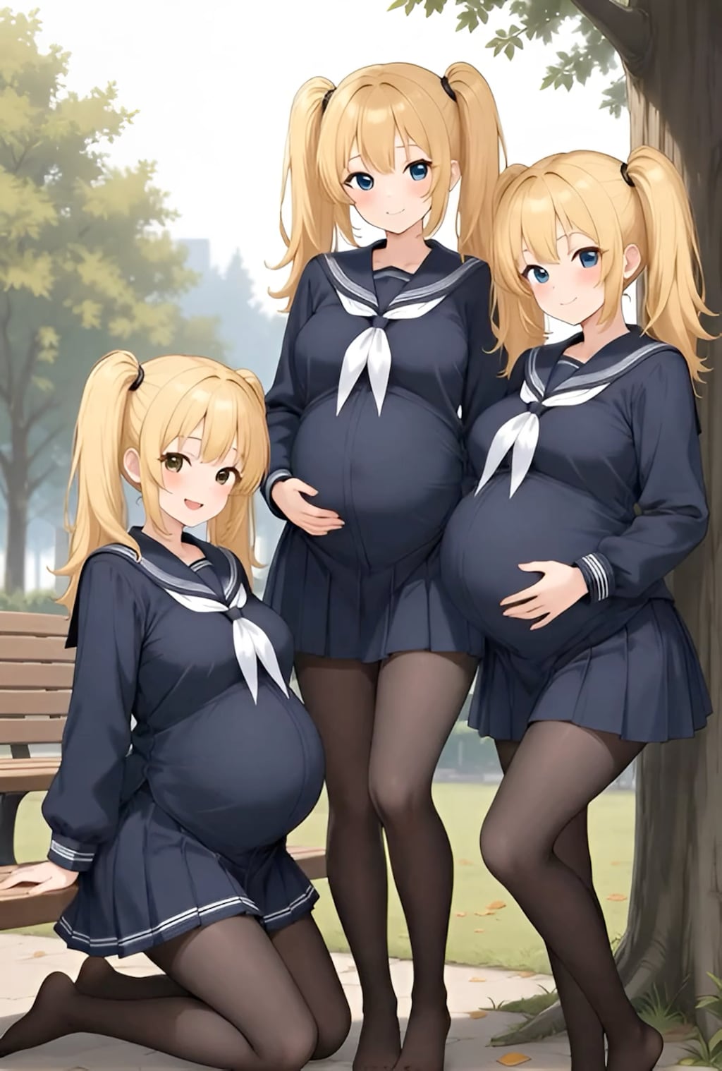 金髪JC三つ子同人孕ませ後‎(　˙ ؂ ˙　)