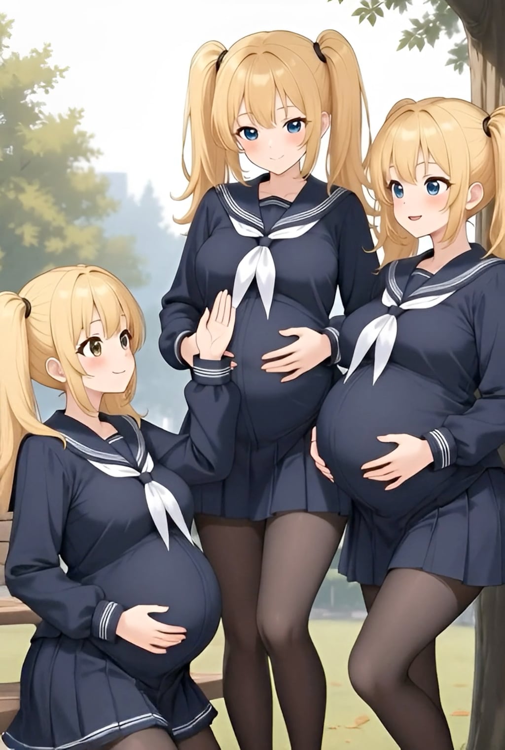 金髪JC三つ子同人孕ませ後‎(　˙ ؂ ˙　)