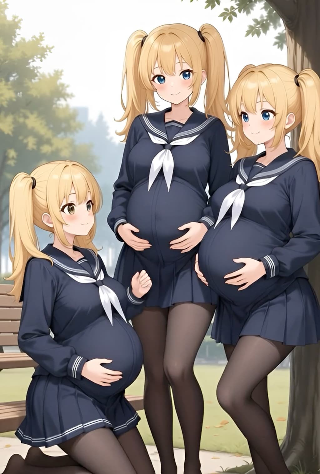 金髪JC三つ子同人孕ませ後‎(　˙ ؂ ˙　)