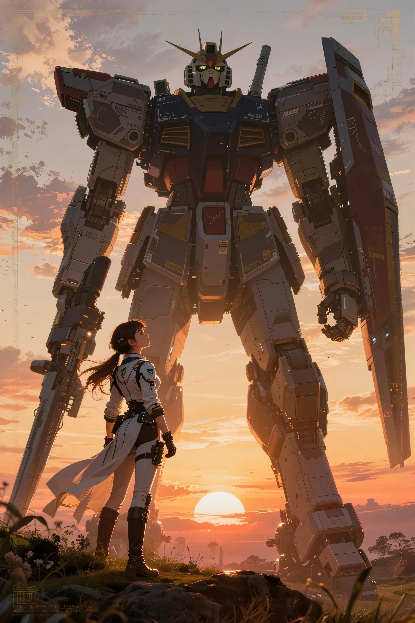 Gundam at sunset