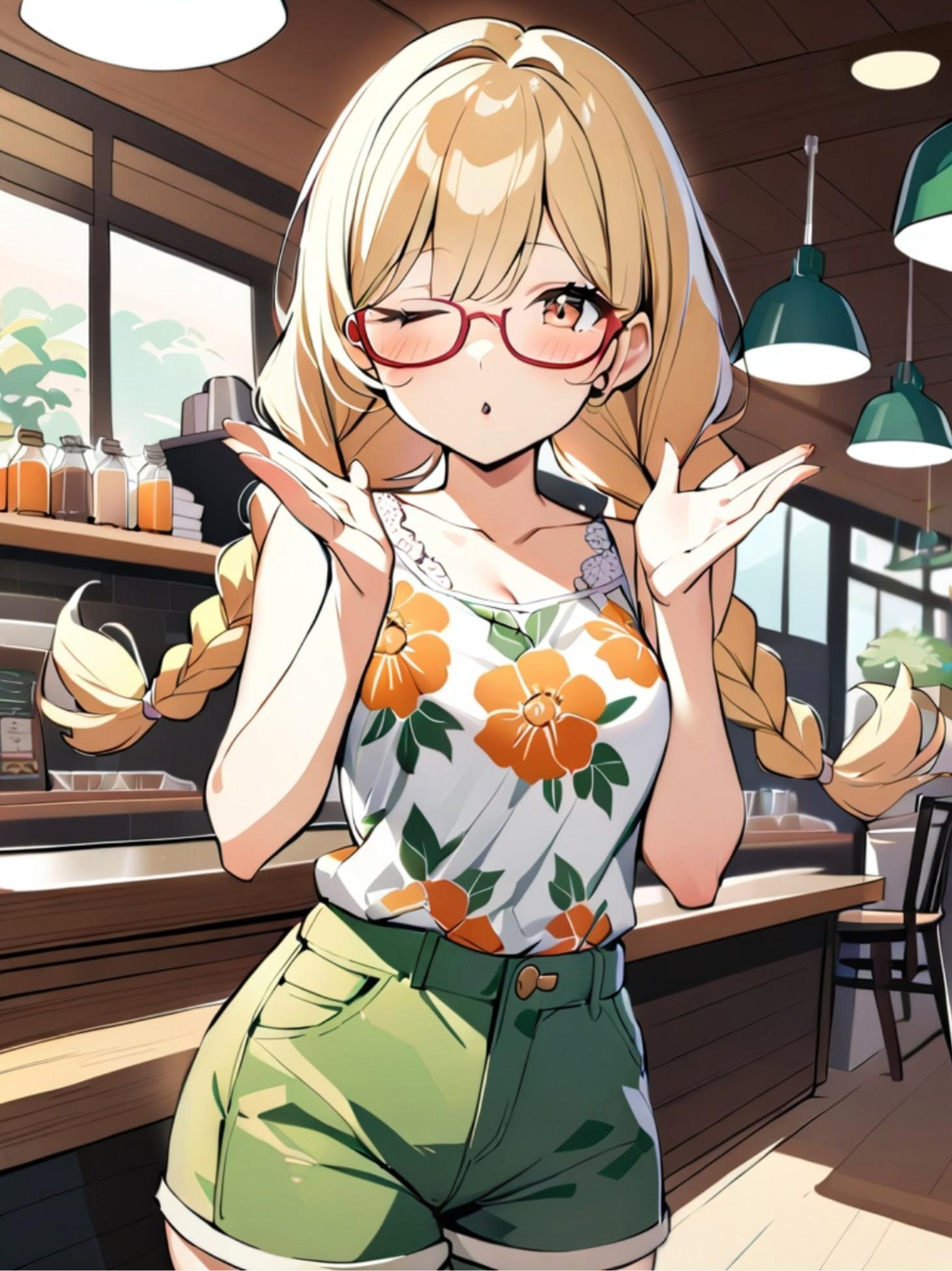 眼鏡三つ編みの金髪ちゃん