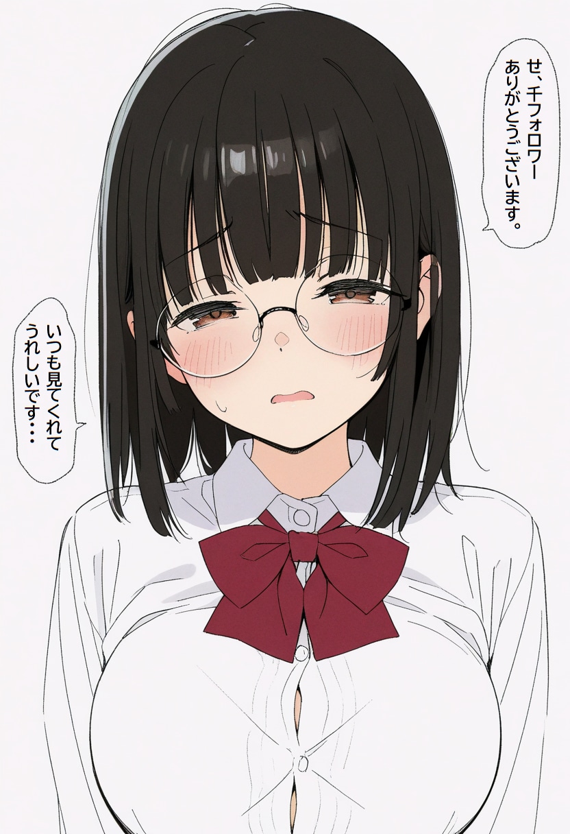 1000フォロワーのお礼を言わされる地味子ちゃん | の人気AIイラスト・グラビア