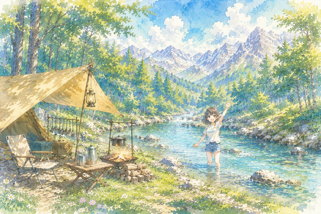 アウトドアでキャンプ