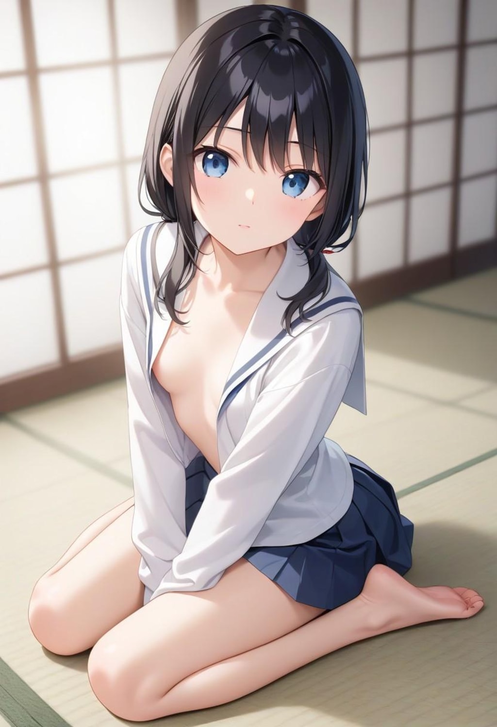 セーラー服の少女(和室)(71)