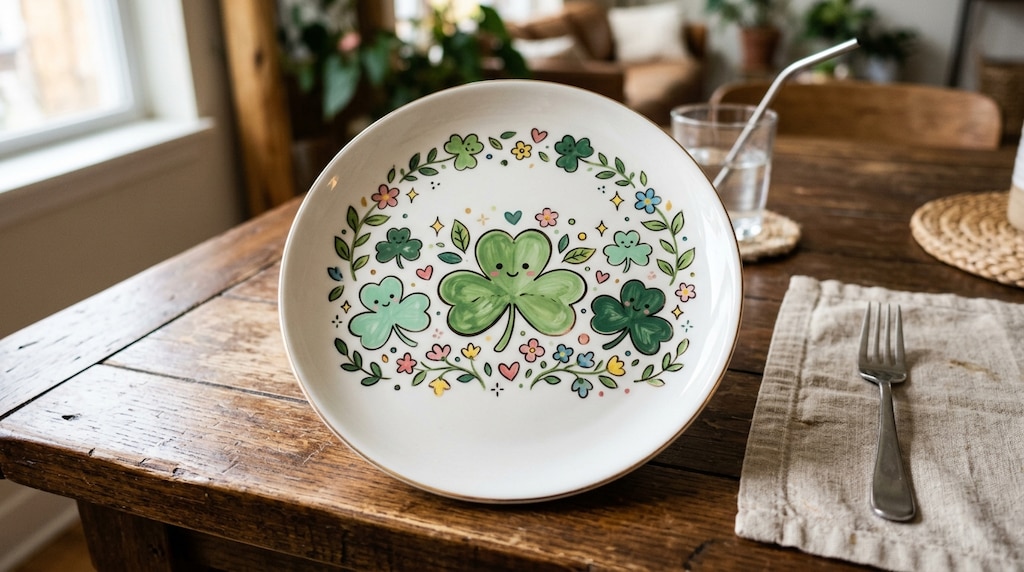 三つ葉模様のアニメ調染付？のお皿