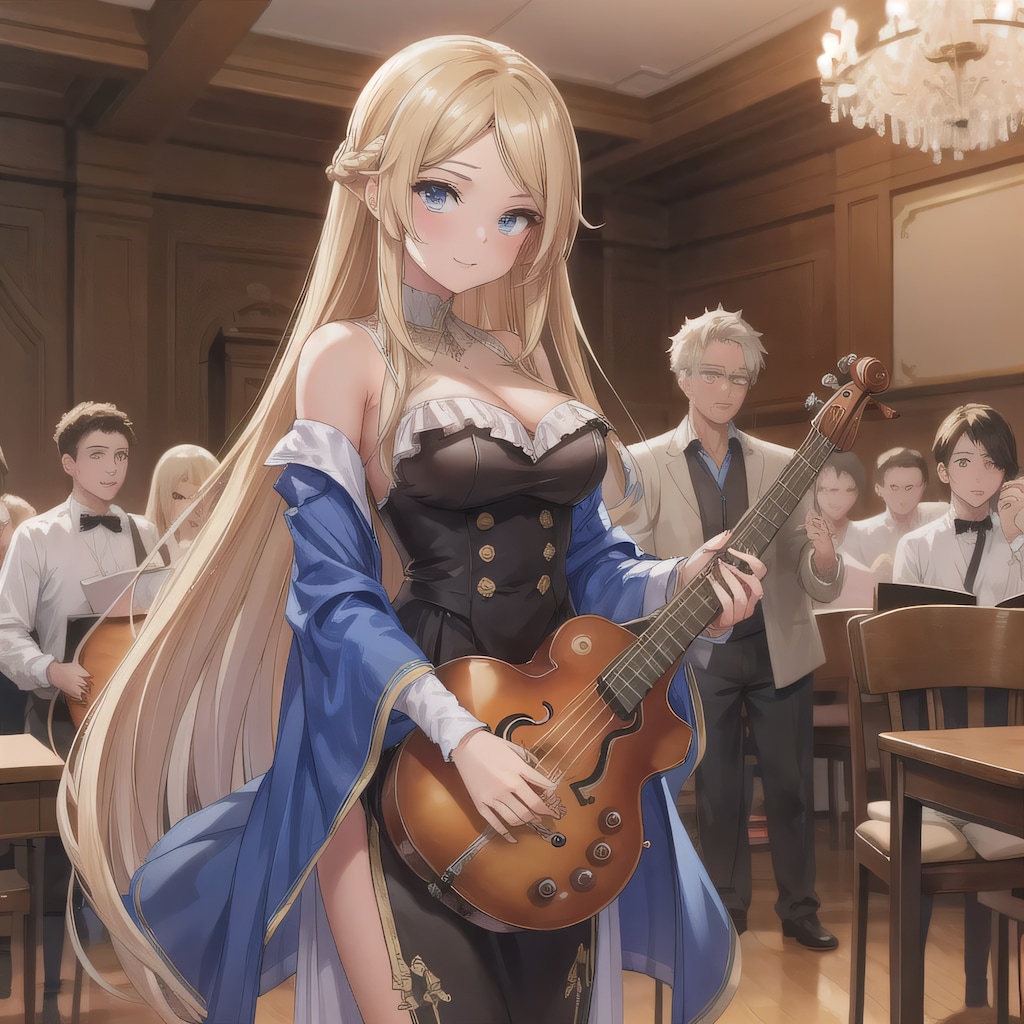 金髪ロングでギターの少女
