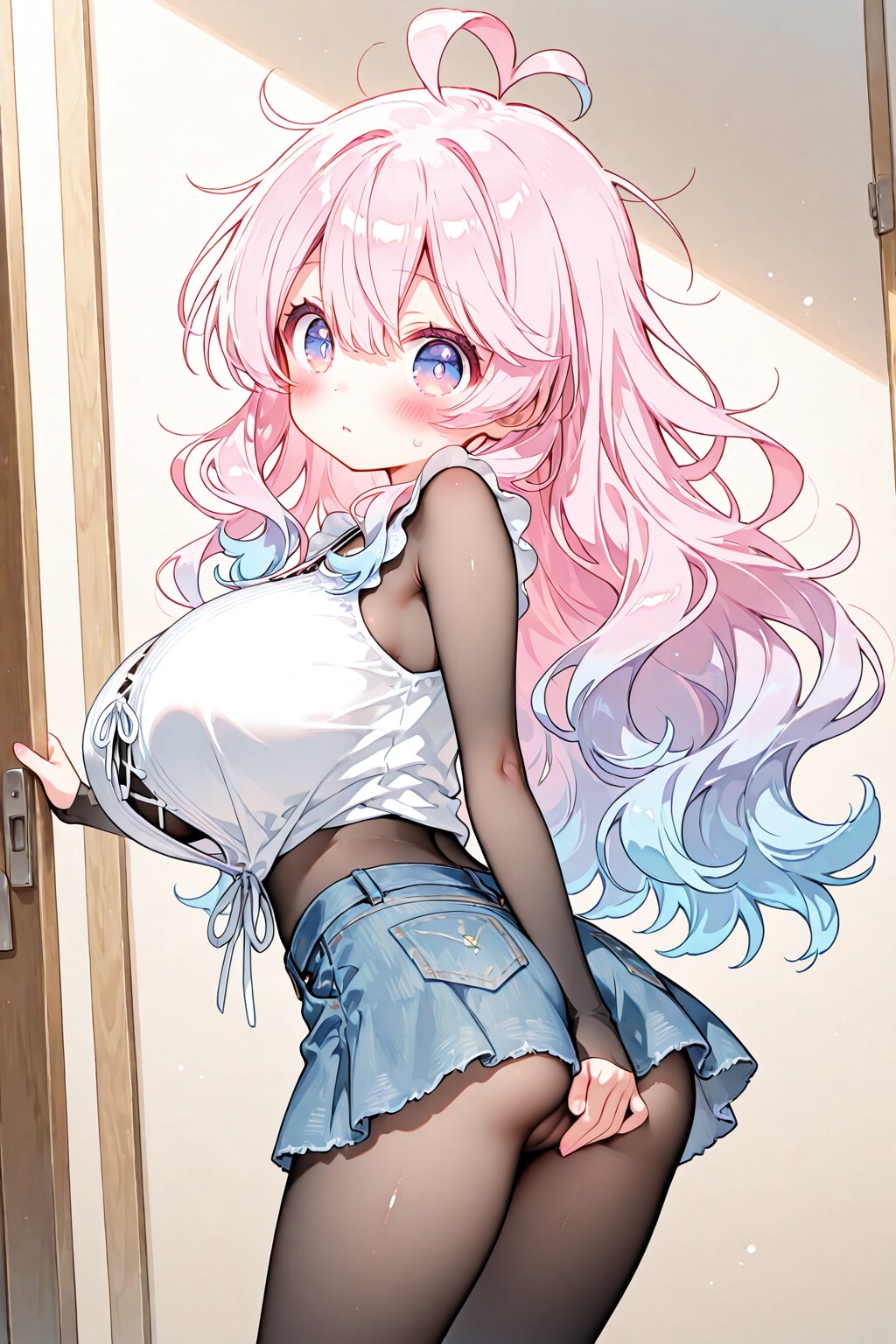 お尻見るなー