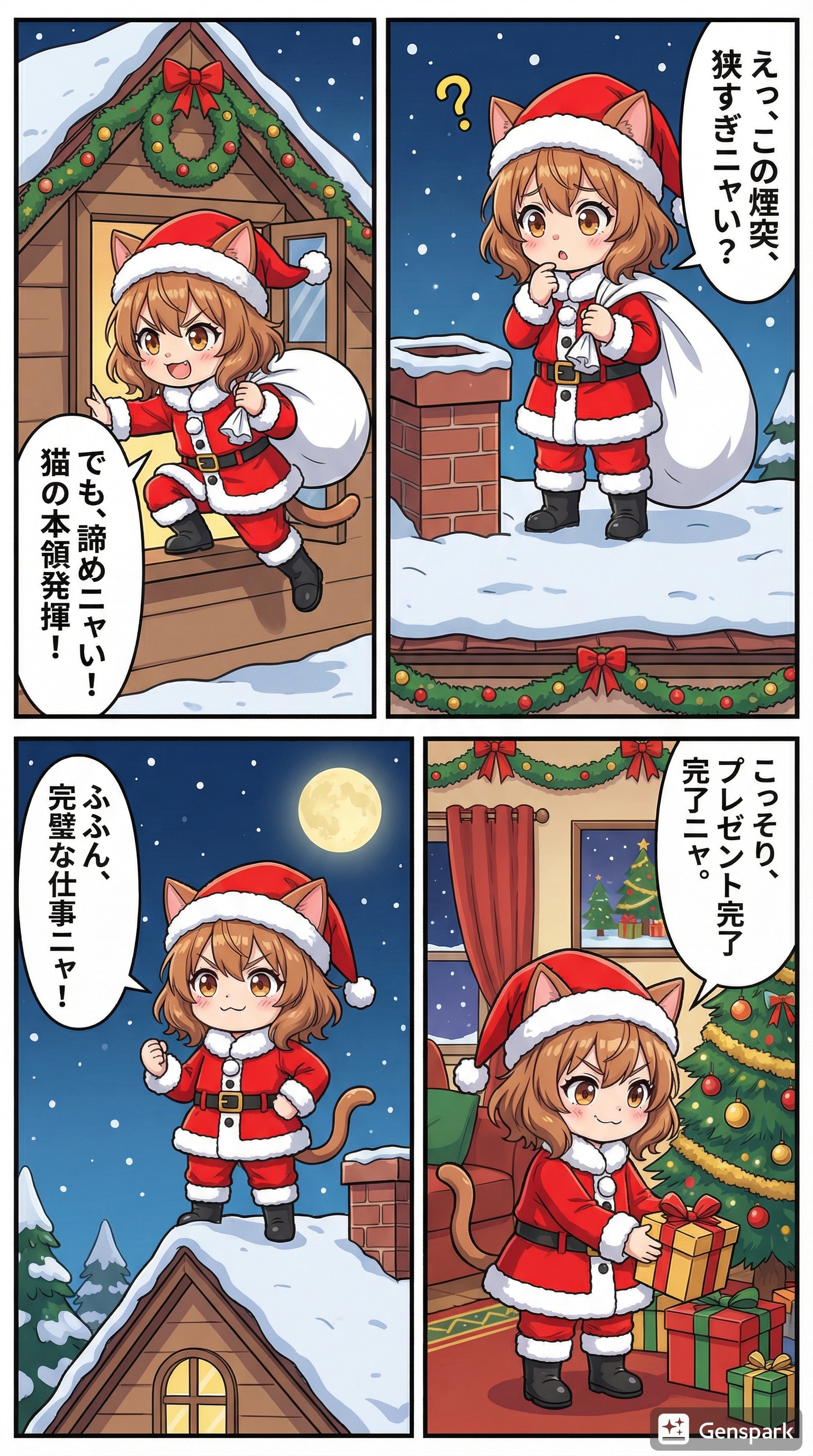 ねこサンタのクリスマス大作戦🐾 | の人気AIイラスト・グラビア