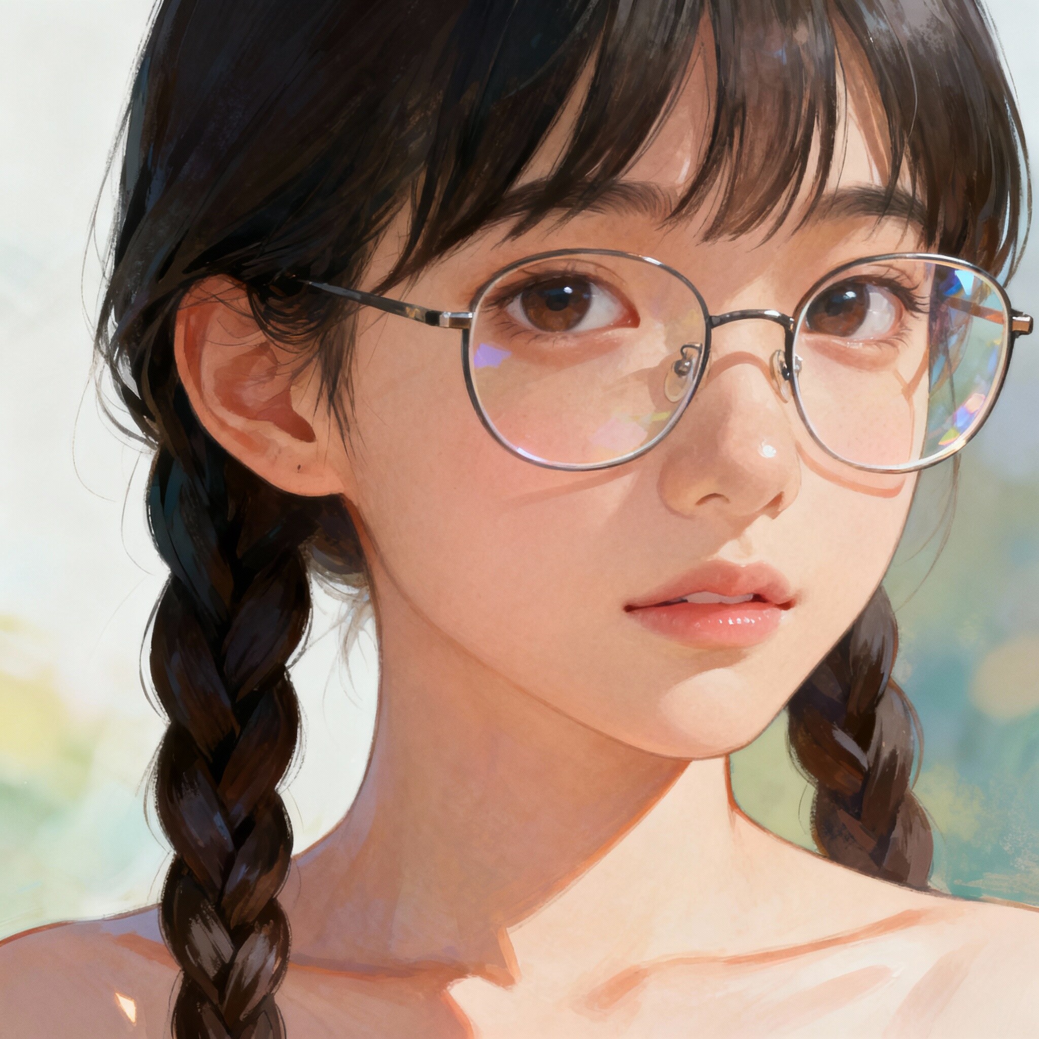 三つ編みと眼鏡 | の人気AIイラスト・グラビア