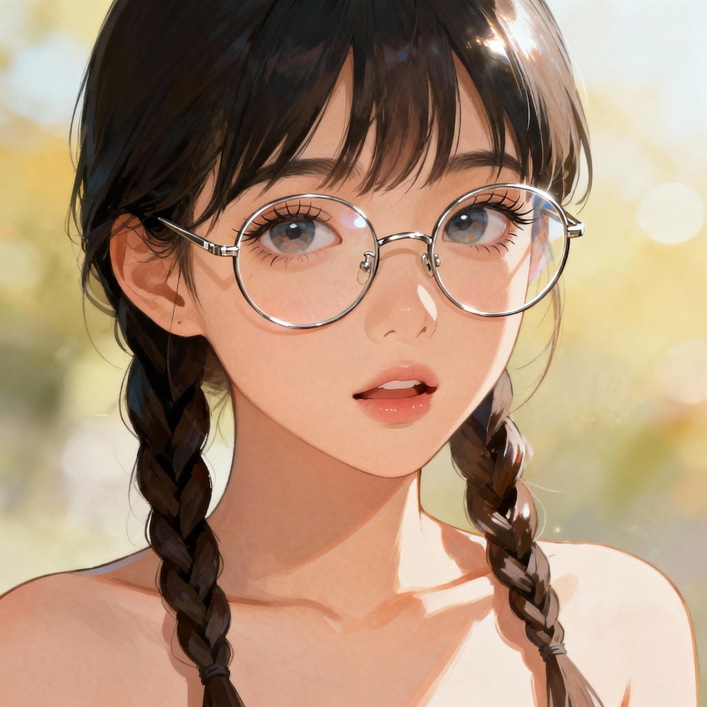 三つ編みと眼鏡