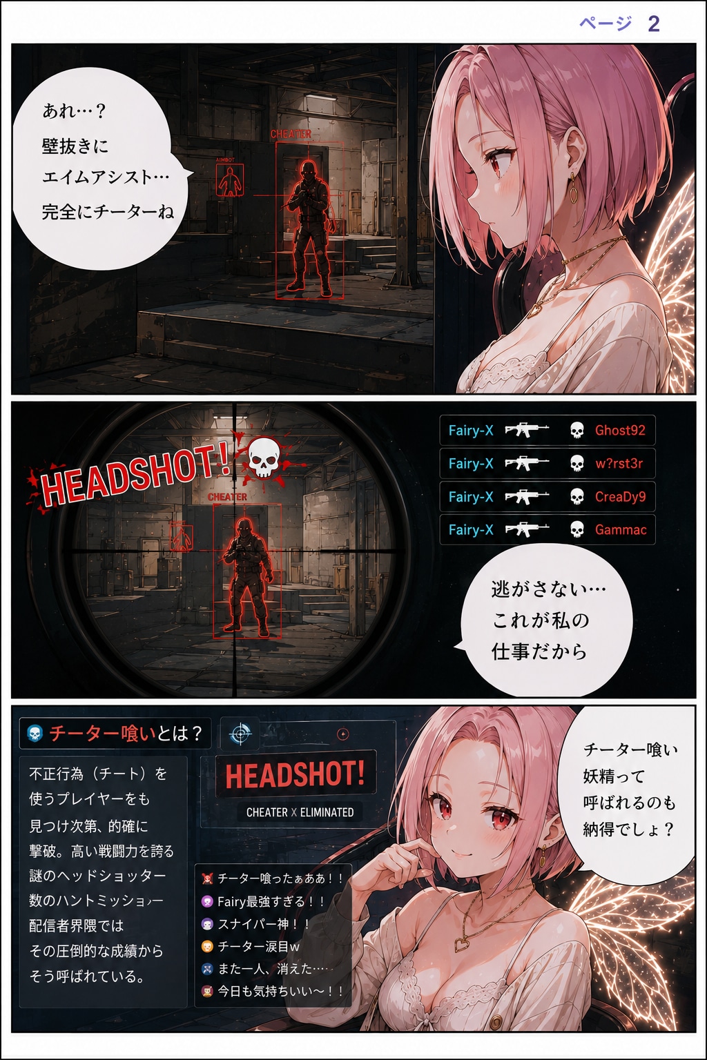『深夜のゲーム実況』　全４ページ　 原作：ロボリテ　画：Fairy-X