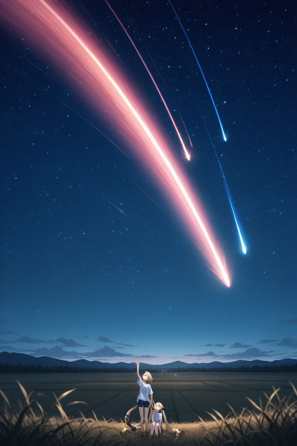 彗星を見上げる女の子 | の人気AIイラスト・グラビア