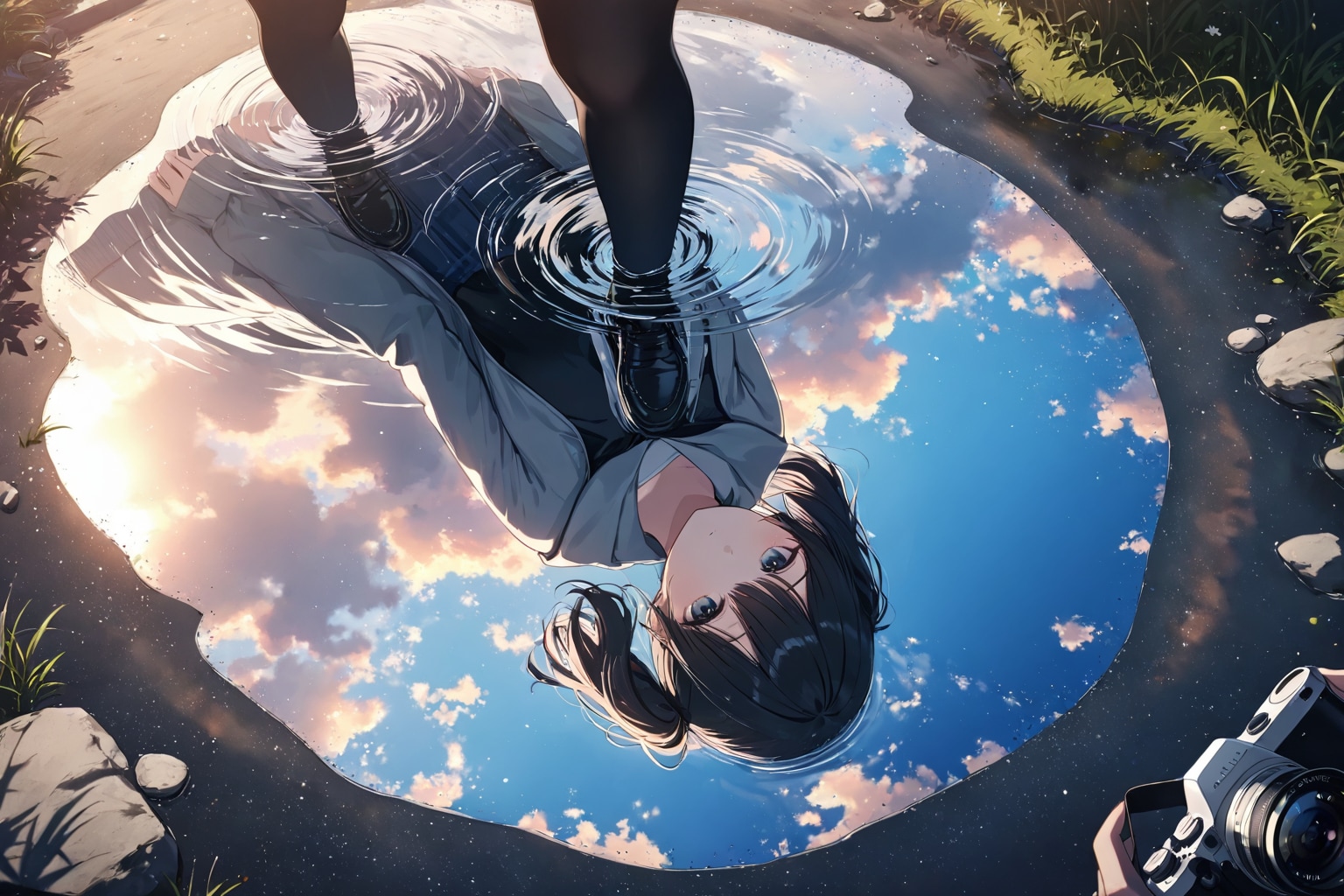 水たまり、見すぎると変になる | の人気AIイラスト・グラビア