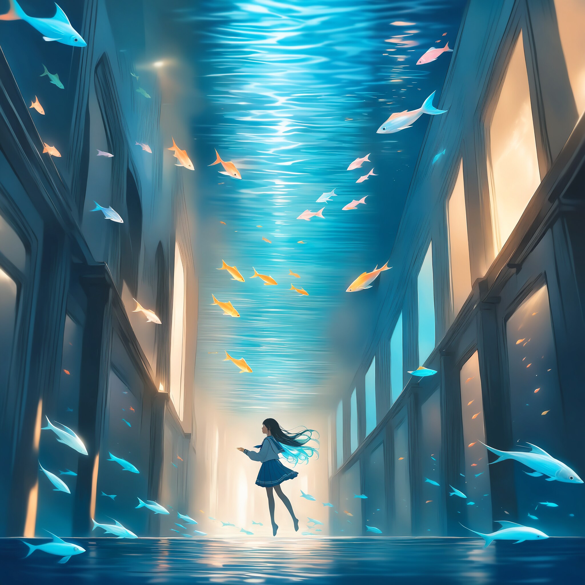 水中校舎 | の人気AIイラスト・グラビア