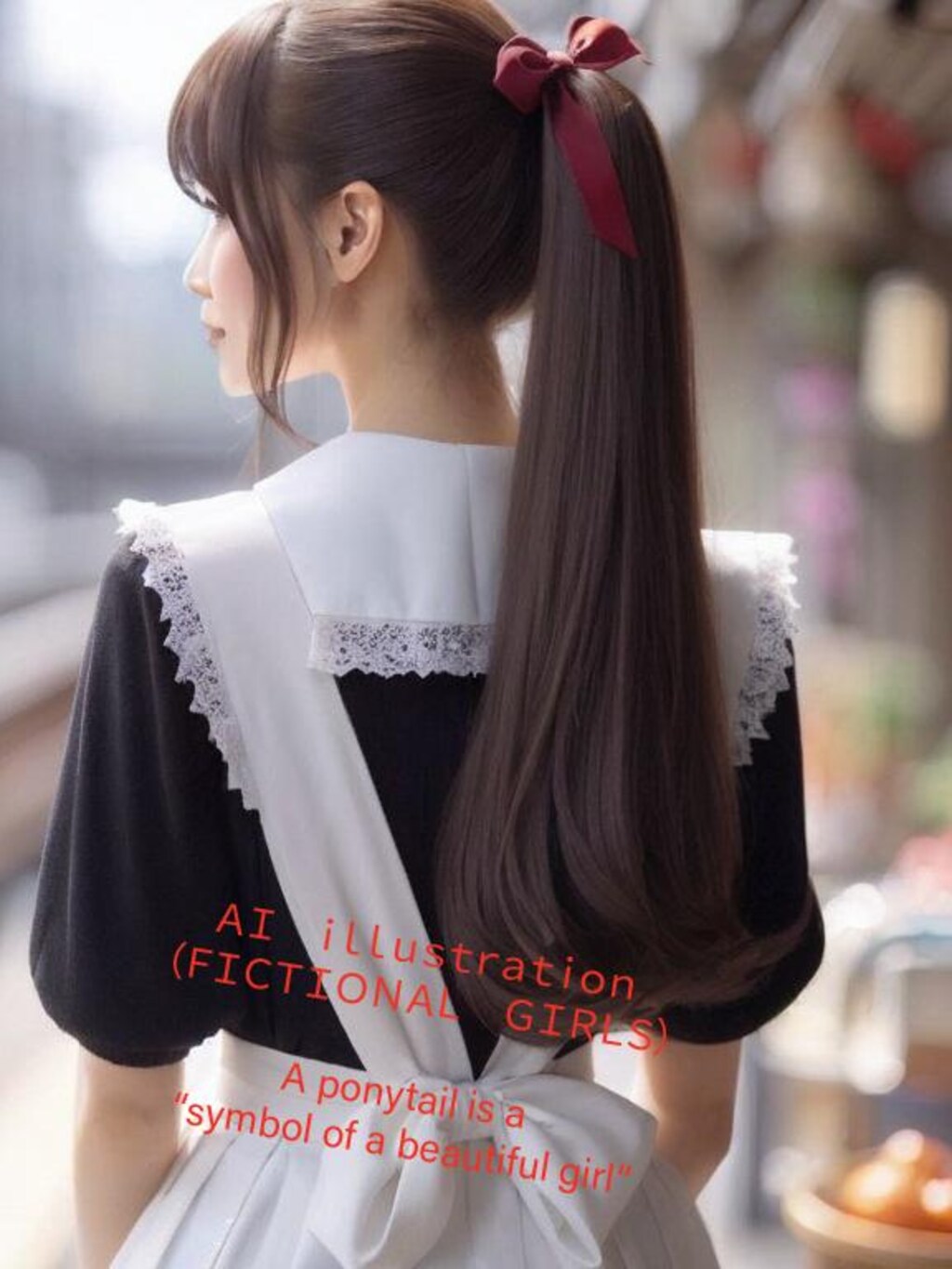 ポニーテール美少女はメイドさん風ユニフォーム