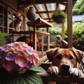 紫陽花と犬 3枚目