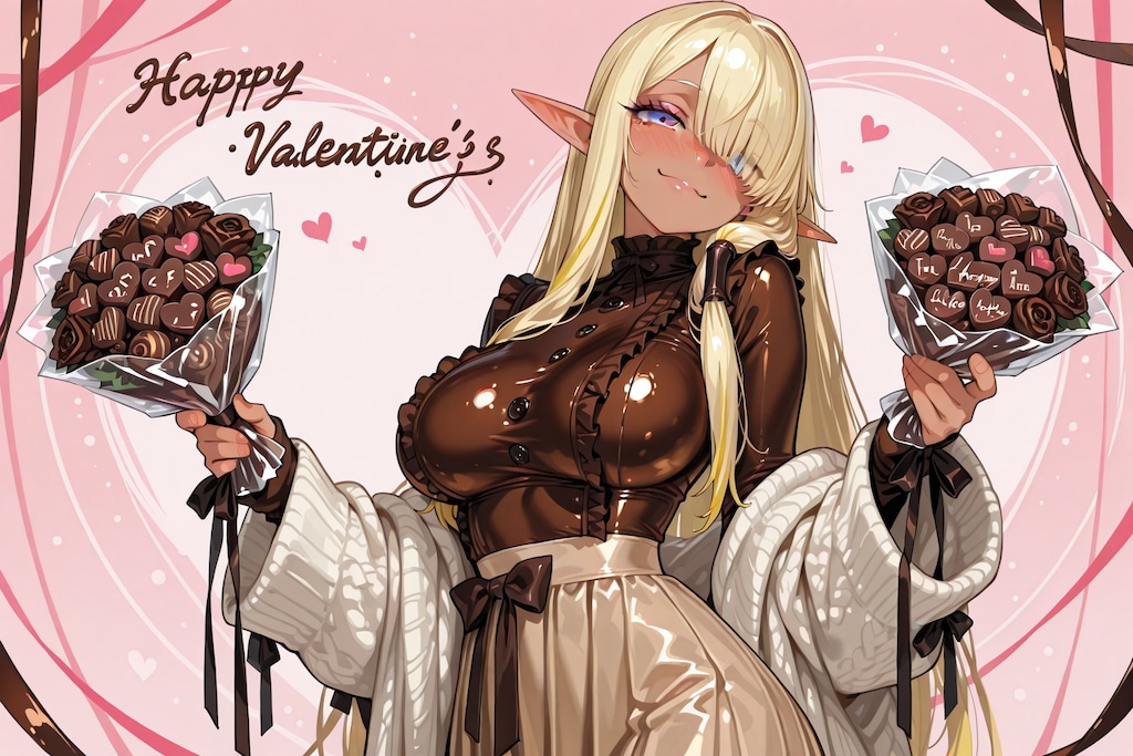 バレンタインなエルフの女の子