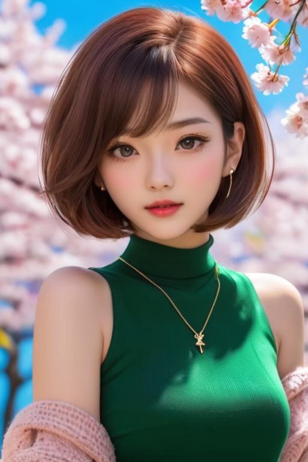 桜の花の下で