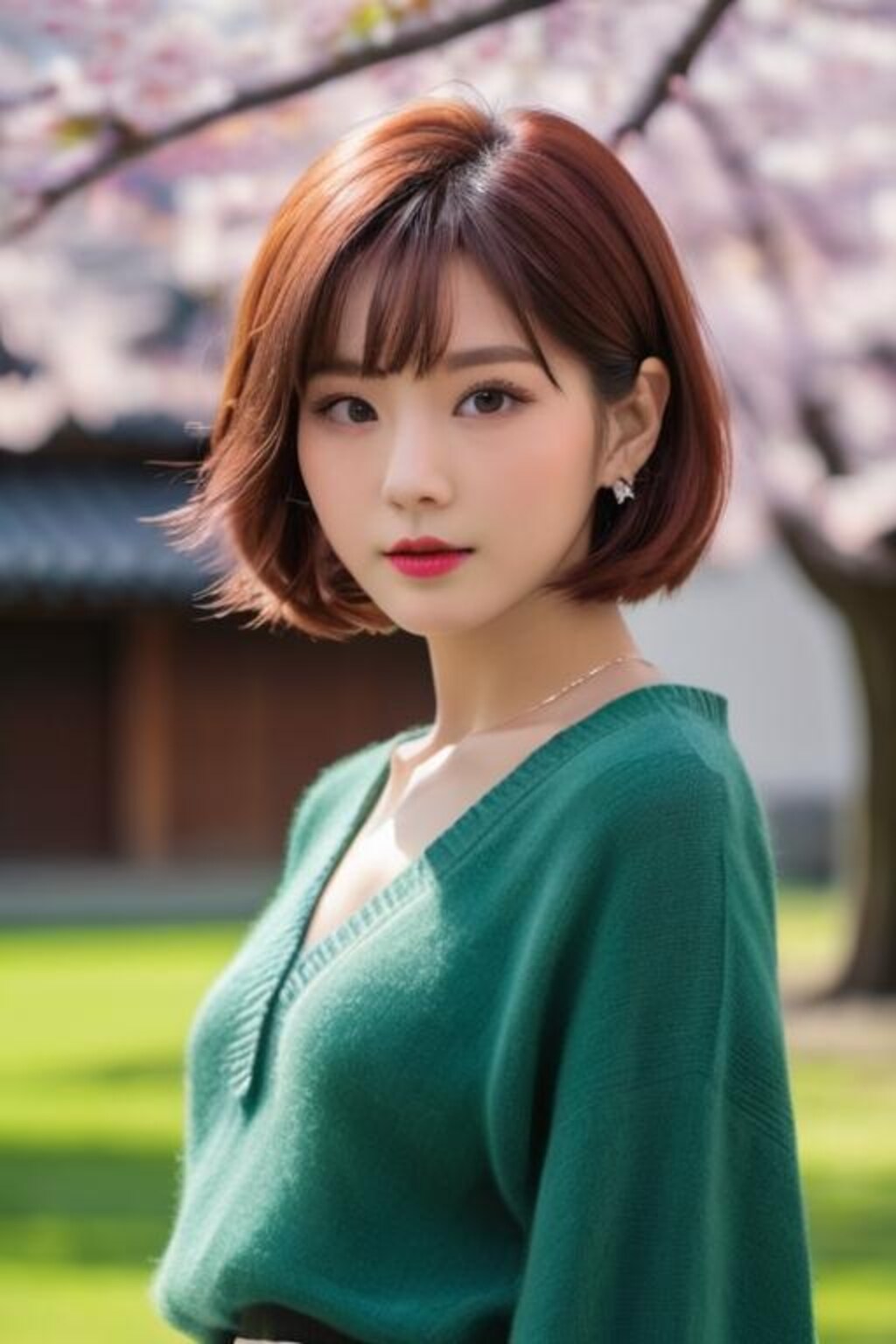 桜の花の下で