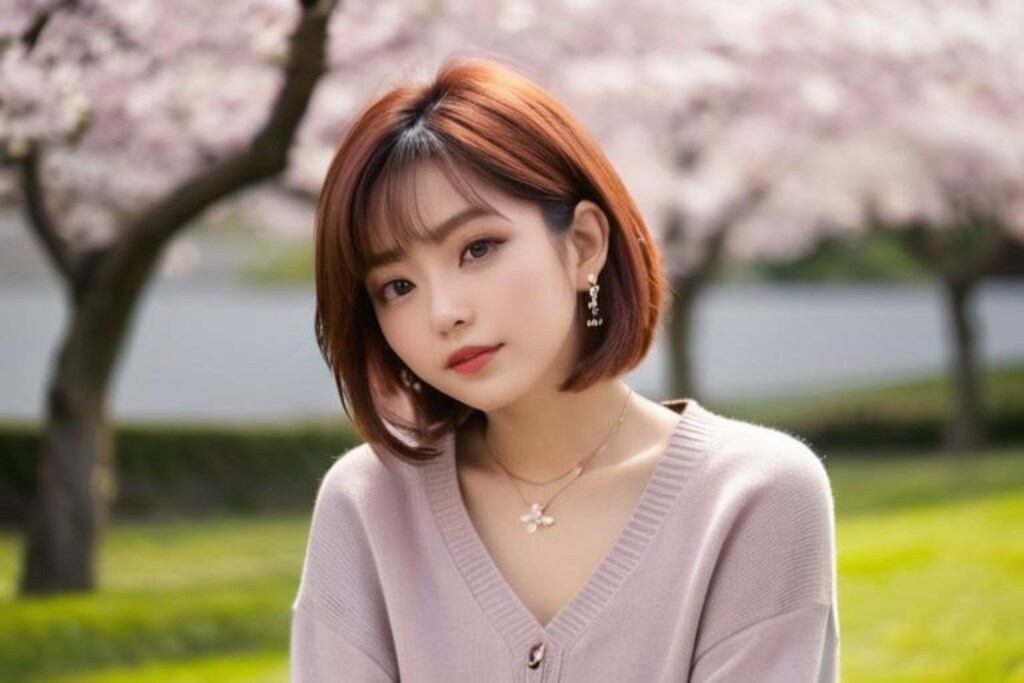桜の花の下で