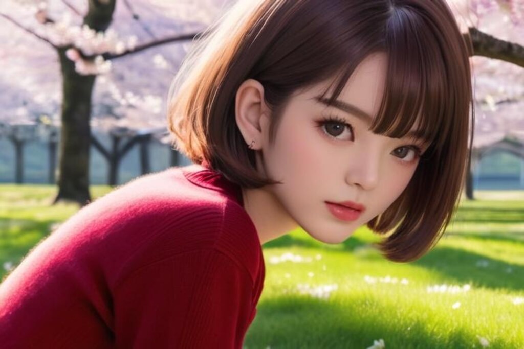 桜の花の下で