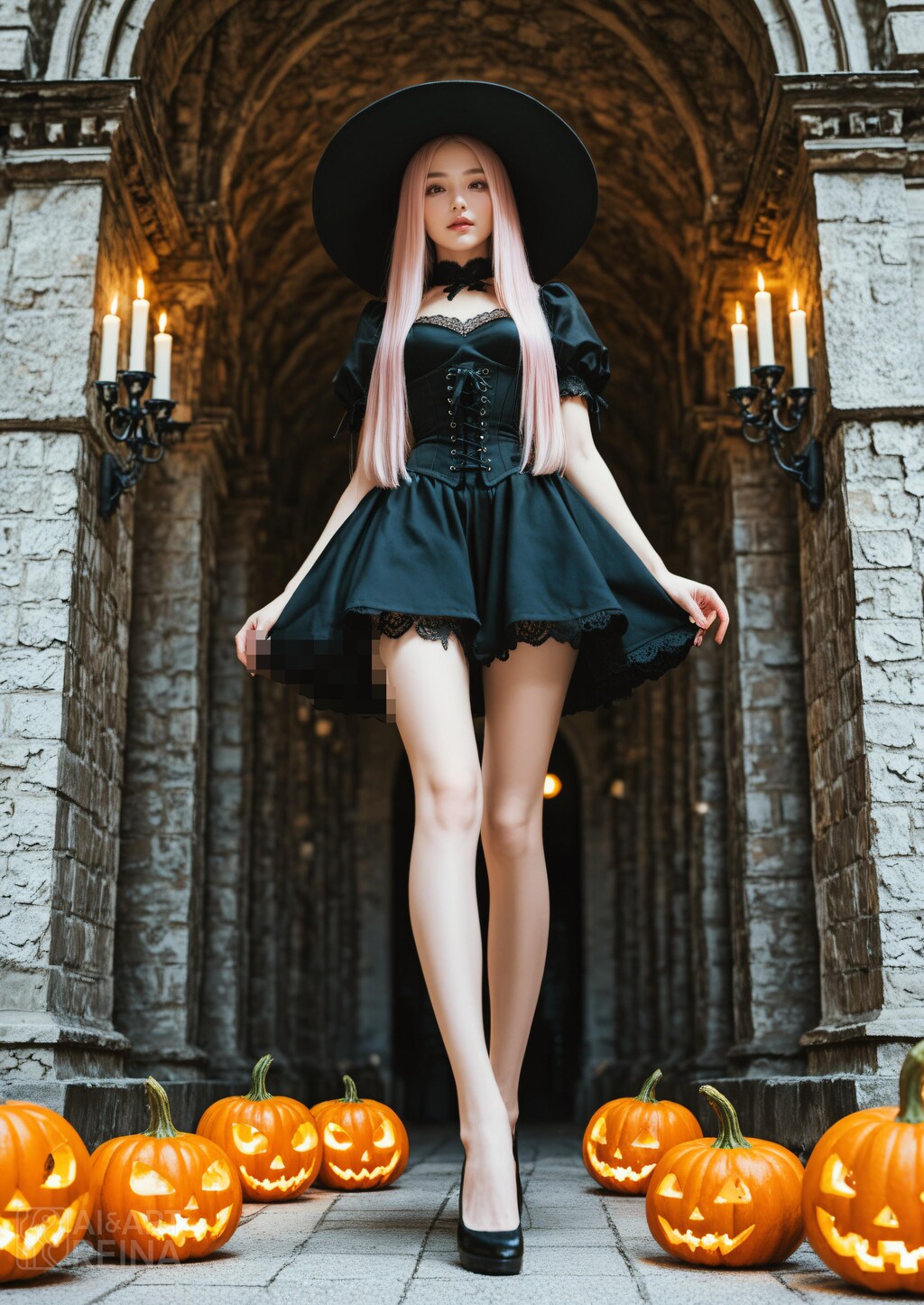 しずか 城 ハロウィン ドレス 全身