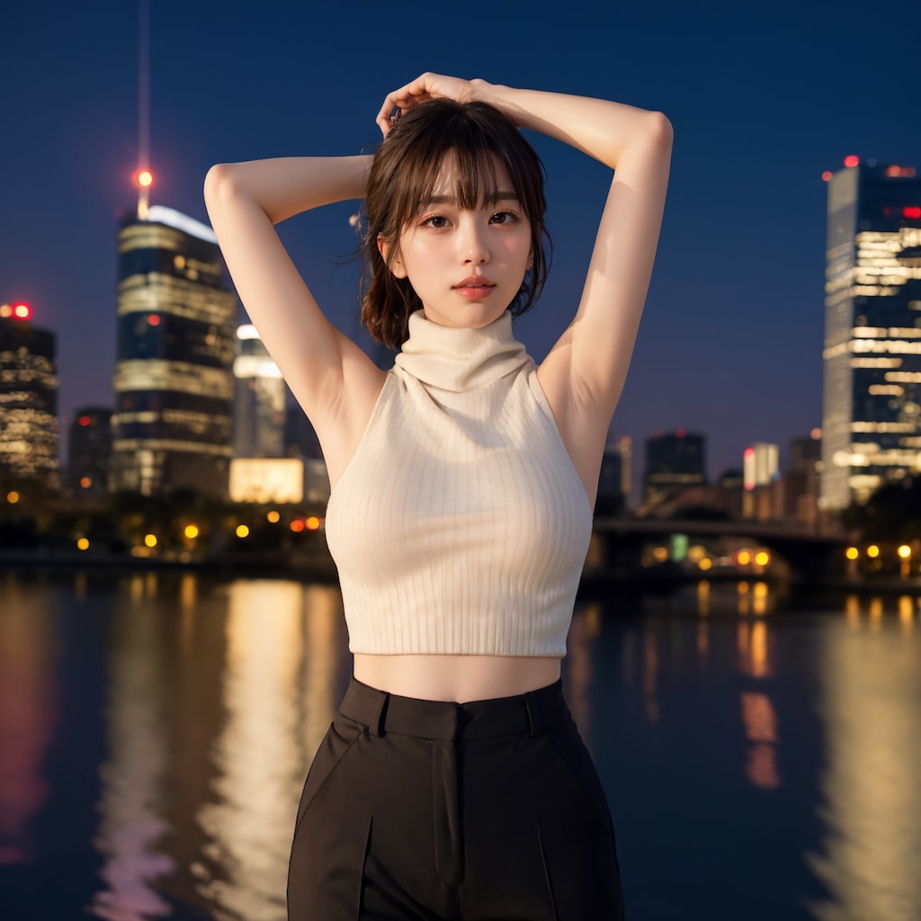 ノースリーブ腕上げポーズ 2/4