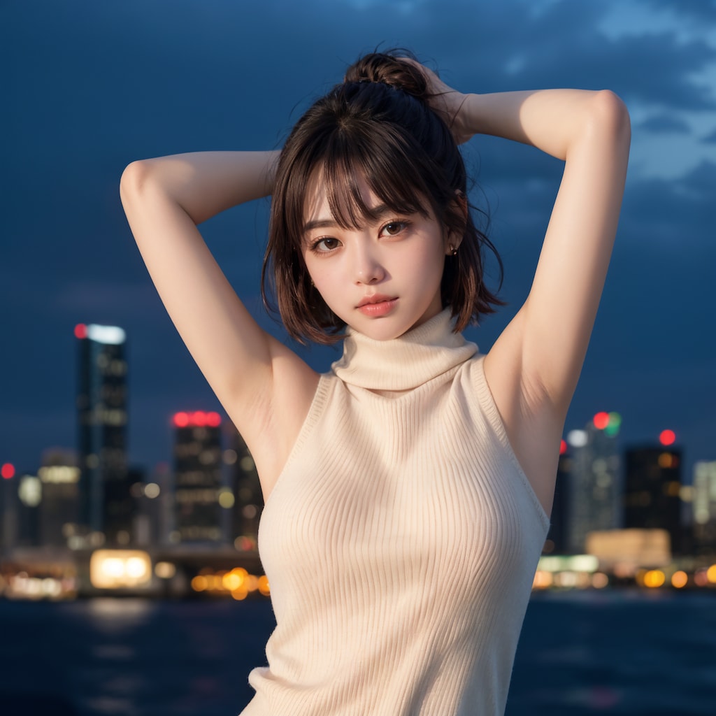 ノースリーブ腕上げポーズ 2/4