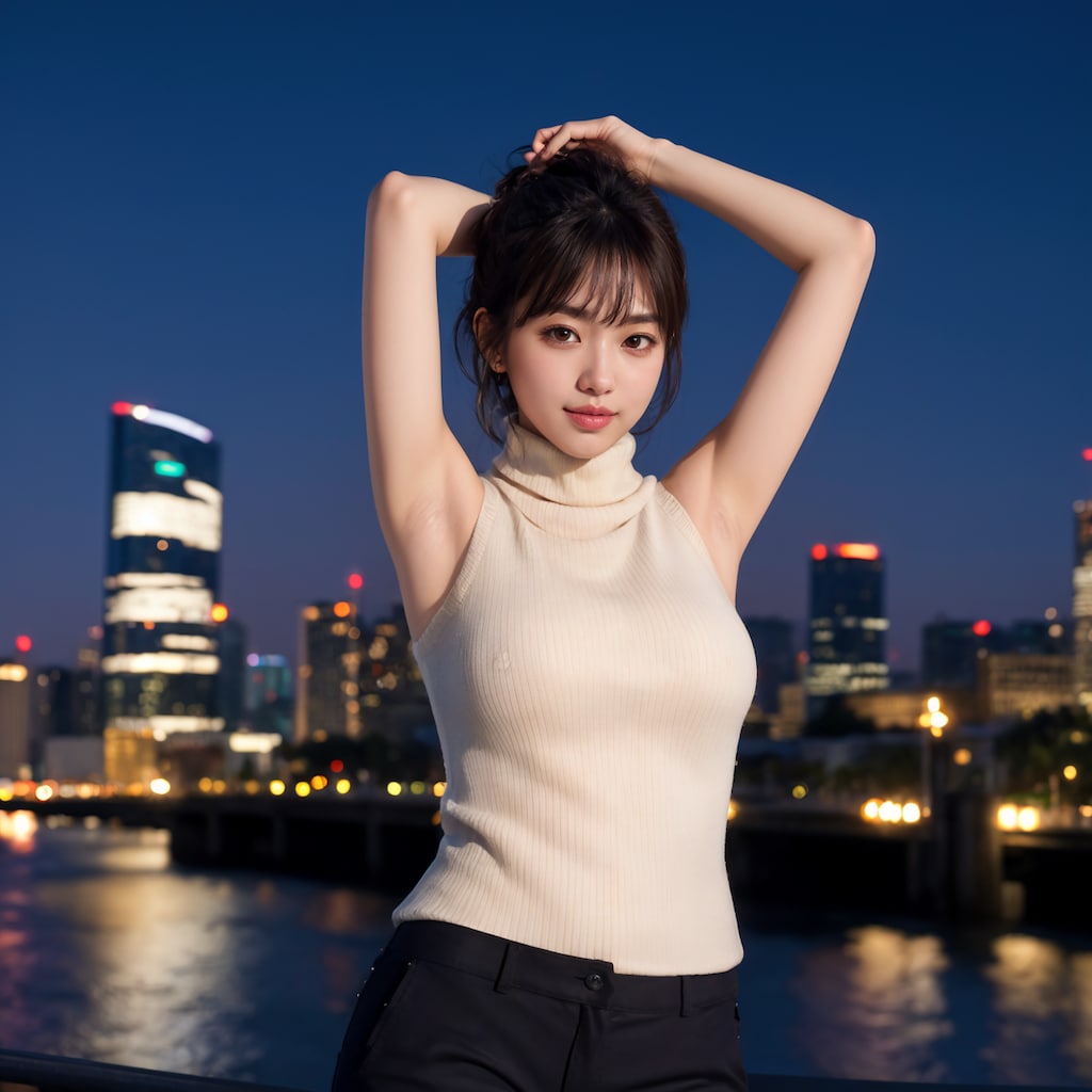 ノースリーブ腕上げポーズ 2/4