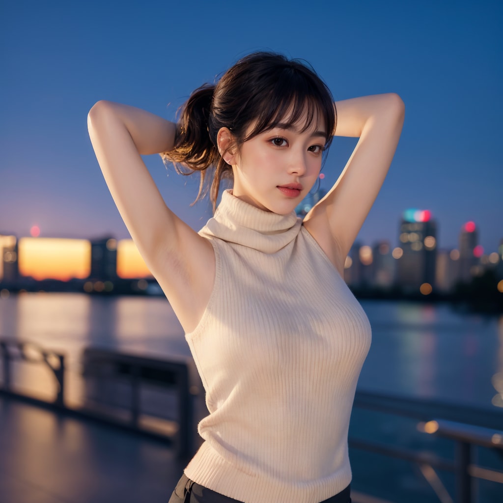 ノースリーブ腕上げポーズ 2/4