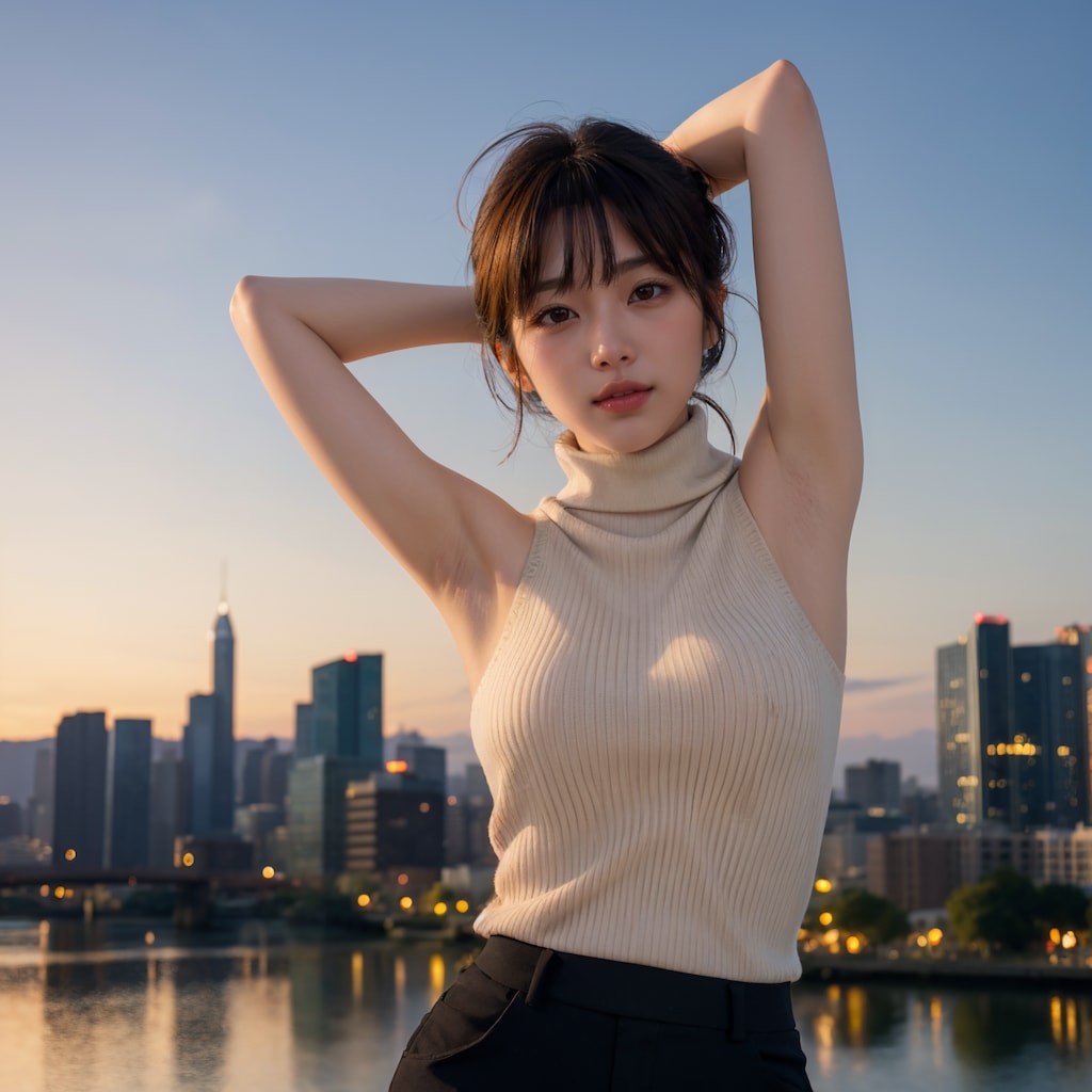 ノースリーブ腕上げポーズ 2/4