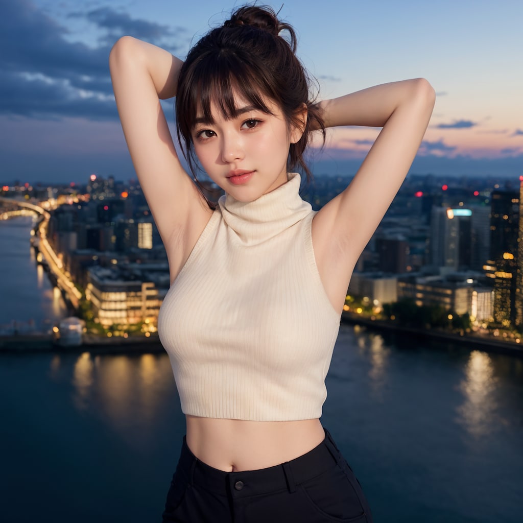 ノースリーブ腕上げポーズ 2/4