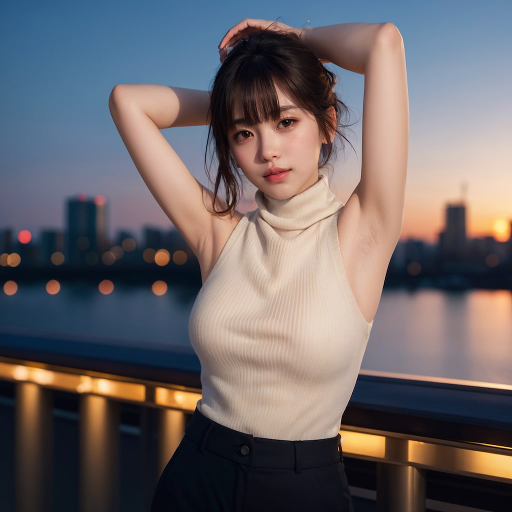 ノースリーブ腕上げポーズ 2/4