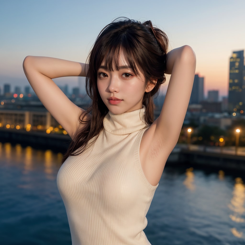 ノースリーブ腕上げポーズ 2/4