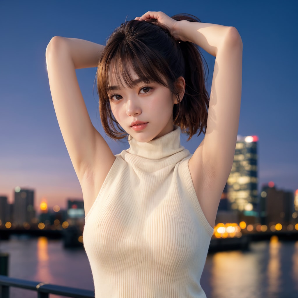 ノースリーブ腕上げポーズ 2/4