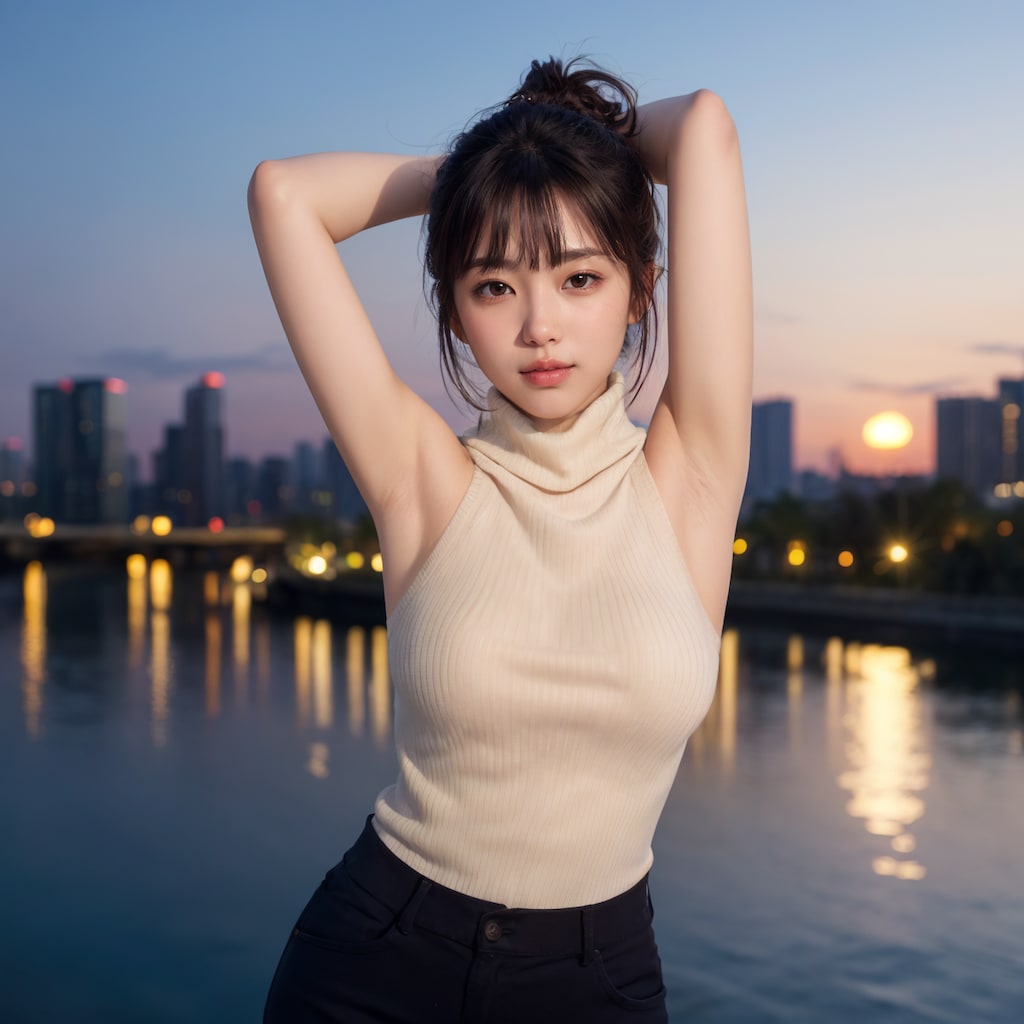 ノースリーブ腕上げポーズ 2/4