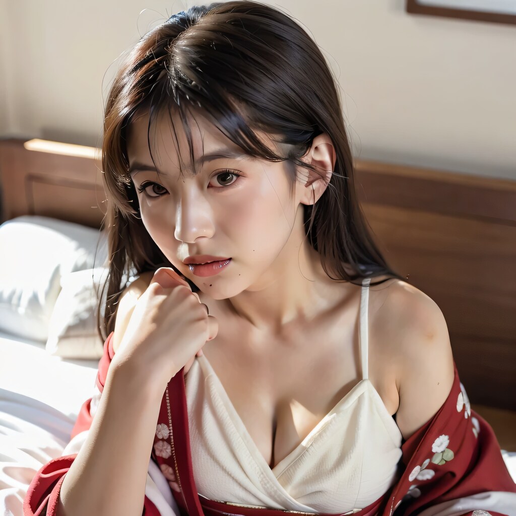 黒髪ロングで巫女服の美女１３