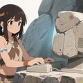 石で出来たパソコンを使う石器時代のさくらちゃん 2枚目
