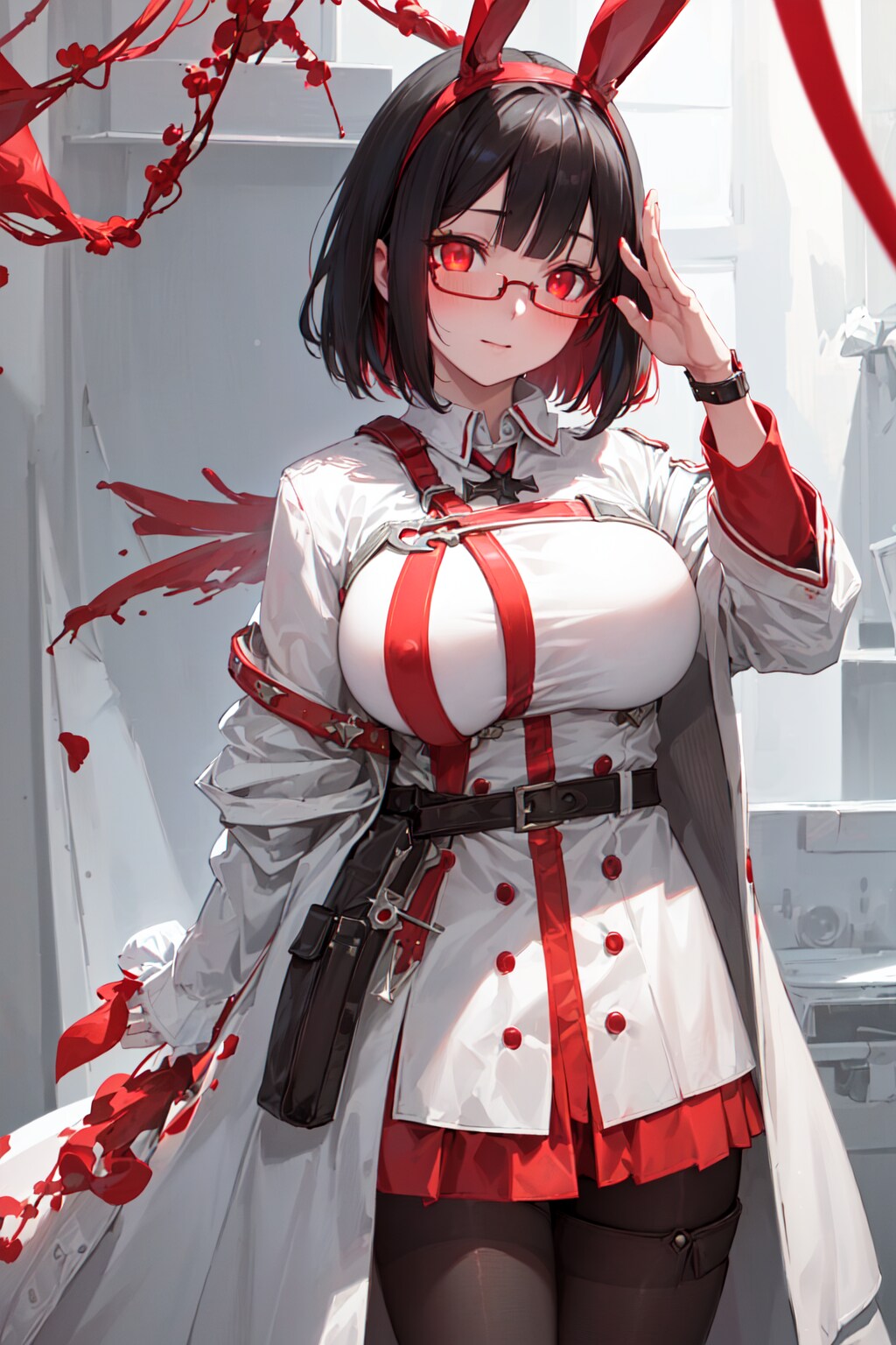 白衣で敬礼