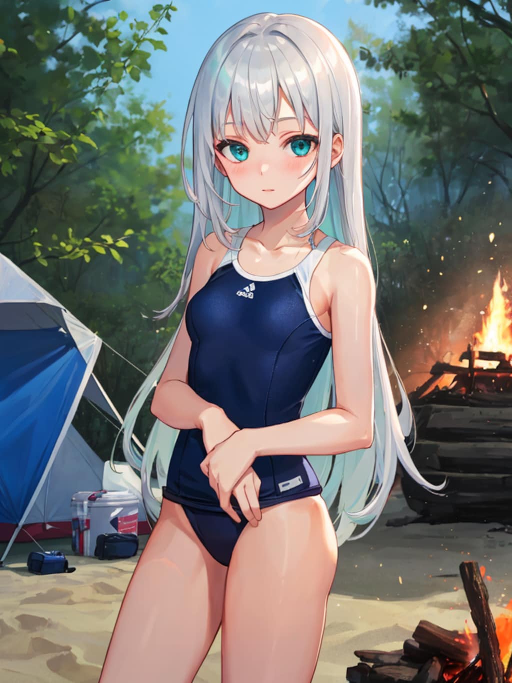 一人スク水キャンプってやつですか？