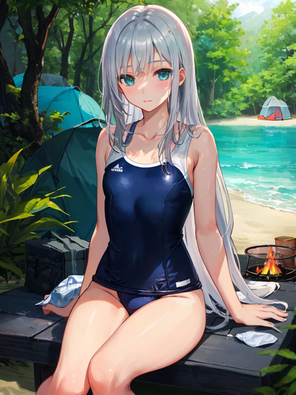 一人スク水キャンプってやつですか？